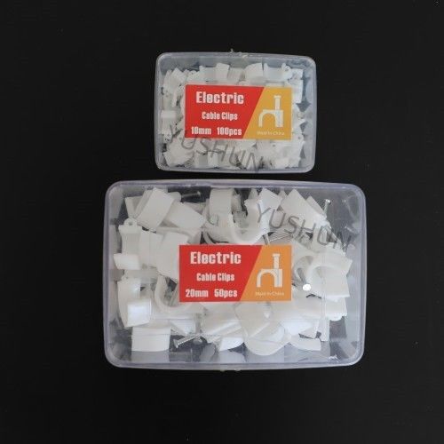ワイヤーのためのさまざまな白くか黒い色のプラスチック平らなまたはケーブル クリップを使用して耐久財