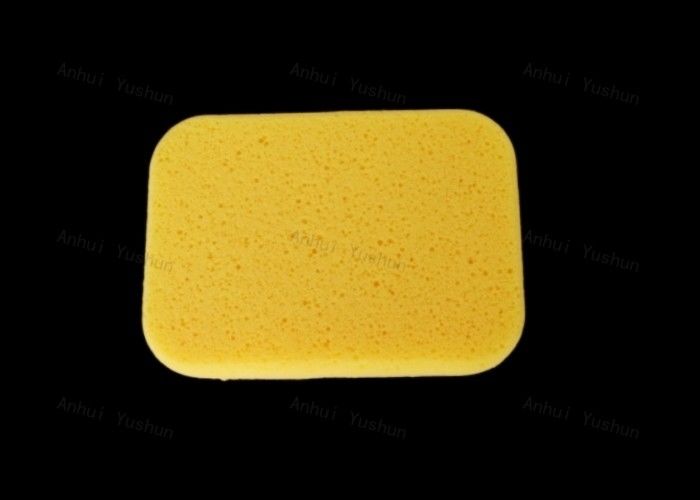 耐久性のある中程度のタイルグラウトスポンジ、ビニール袋に入った黄色の洗浄用スポンジ